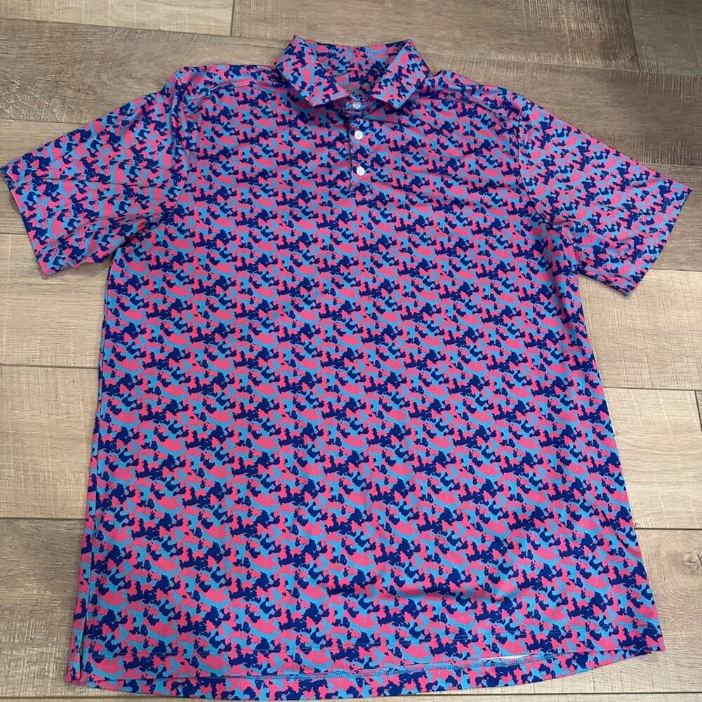 MERIPEX APPAREL MENS 2XL PINK CAMO DRI FIT GOLF SHIRT SHORT SLEEVE